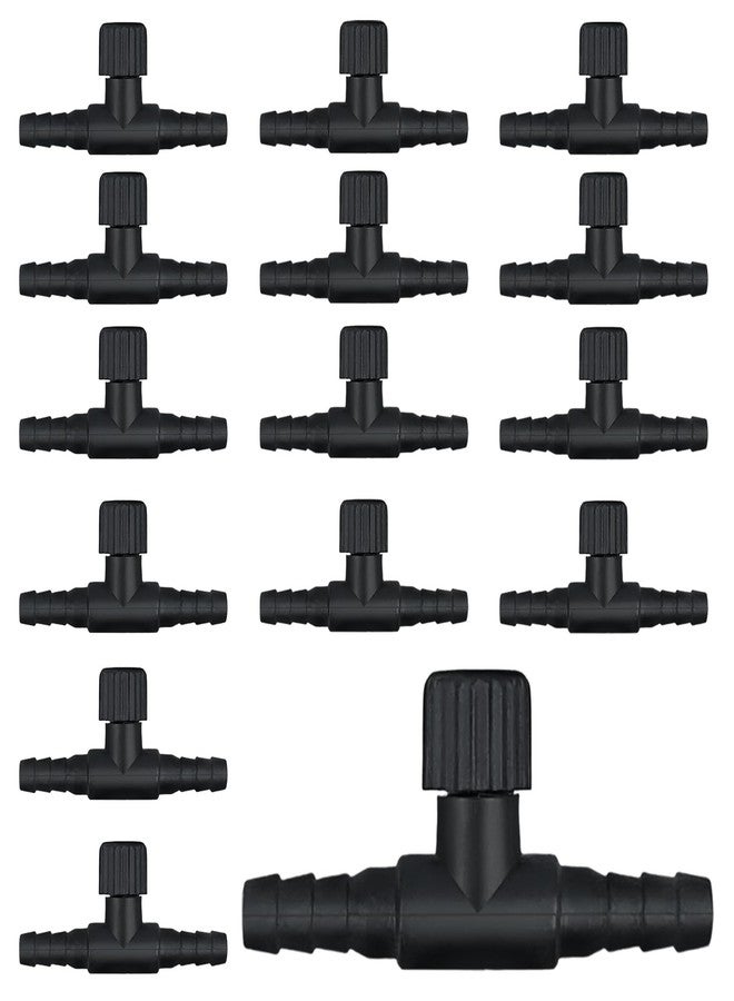 SNIRFAQM 15 Pcs Aquarium Air Control Valves for 3/16" (4mm) ID Airline Tubing Adjustable Black Plastic T Shaped Single Way Air Flow Regulator Air Pump Accessories for Fish Tank - Image 1